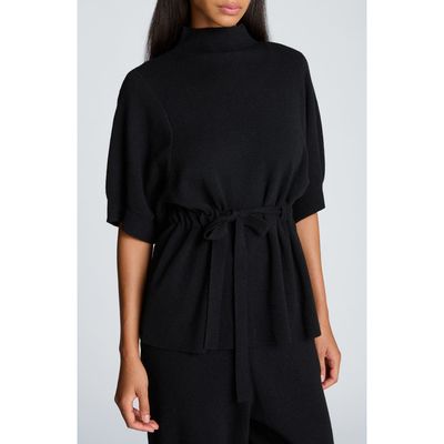 Kenneth Cole Collection Kenneth Cole Collection Belted Mock Neck Short Sleeve Sweater