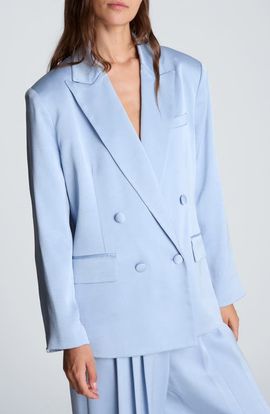 Kenneth Cole Collection Kenneth Cole Collection Double Breasted Satin Boyfriend Blazer