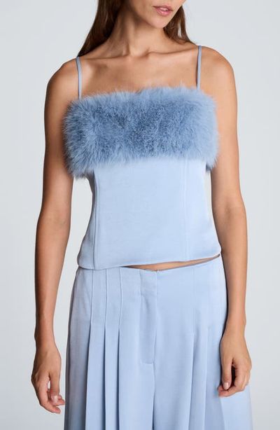 Kenneth Cole Collection Kenneth Cole Collection Faux Fur Trim Satin Bustier Top