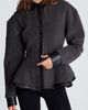 Kenneth Cole Collection Kenneth Cole Collection Faux Leather Trim Faux Fur Peplum Shirt - 1