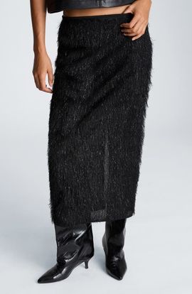 Kenneth Cole Collection Kenneth Cole Collection Fringe Metallic Lurex Midi Skirt