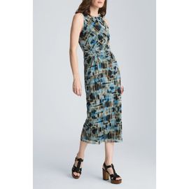 Kenneth Cole Kenneth Cole Abstract Print Side Ruched Mesh Dress