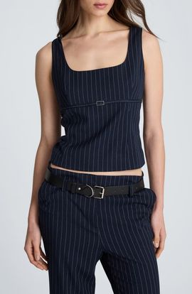 Kenneth Cole Kenneth Cole Belted Empire Waist Fitted Sleeveless Top