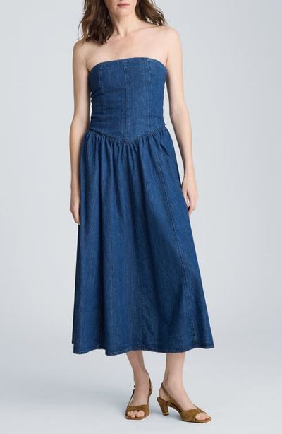 Kenneth Cole Kenneth Cole Bustier Strapless Denim Maxi Dress