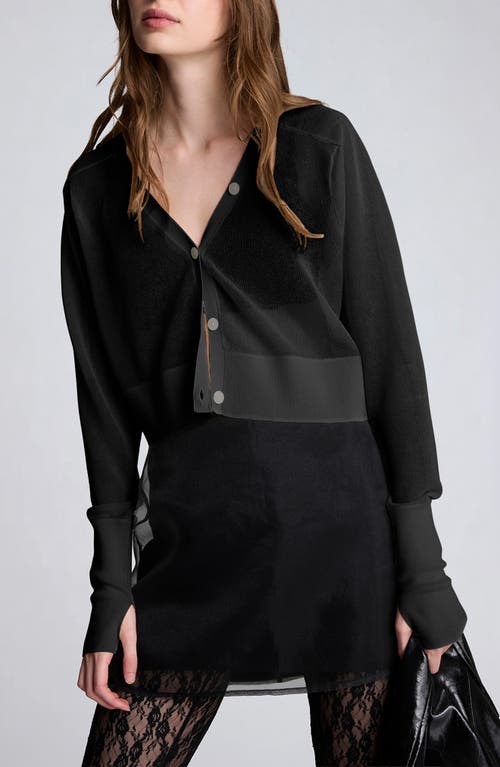 Kenneth Cole Kenneth Cole Crop Sheer Saddle Shoulder Cardigan