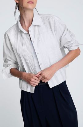 Kenneth Cole Kenneth Cole Crop Tuxedo Button-Up Shirt