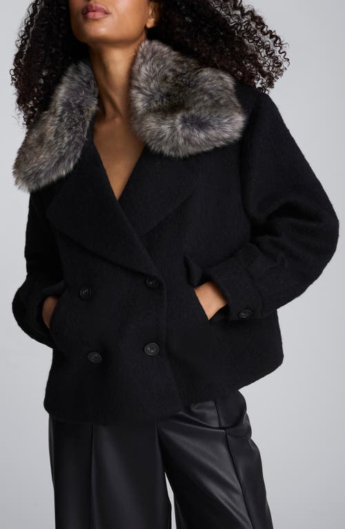 Kenneth Cole Kenneth Cole Cropped Peacoat with Removable Faux Fur Collar