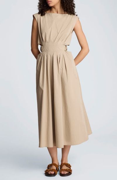 Kenneth Cole Kenneth Cole Cutout D-Ring Tie Back Midi Dress