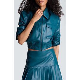 Kenneth Cole Kenneth Cole Faux Leather Cropped Bomber Jacket