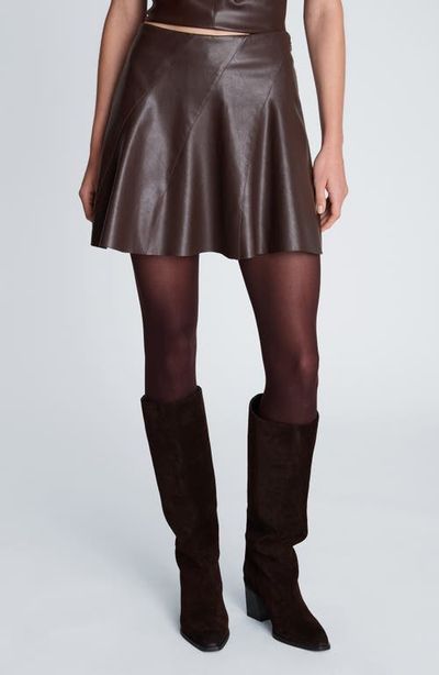 Kenneth Cole Kenneth Cole Faux Leather Seamed Flare Miniskirt