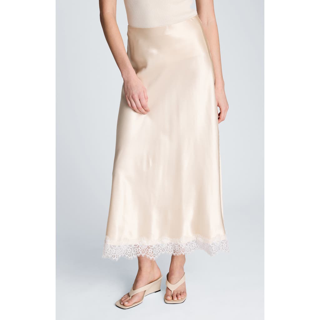 Kenneth Cole Kenneth Cole Lace Trim Satin Midi Skirt