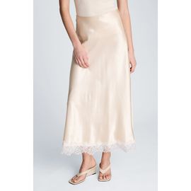 Kenneth Cole Kenneth Cole Lace Trim Satin Midi Skirt