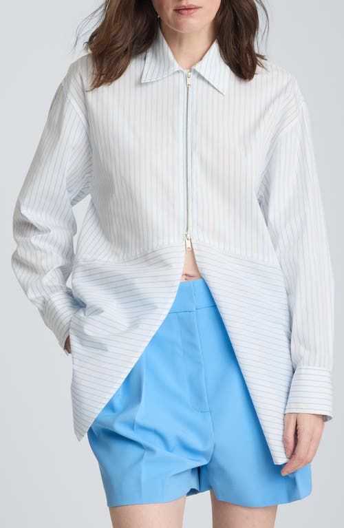 Kenneth Cole Kenneth Cole Oversize Half Zip Split Front Cotton Blend Top