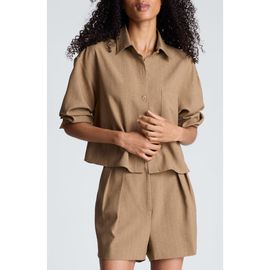 Kenneth Cole Kenneth Cole Pinstriped Oversized Cropped Shirt