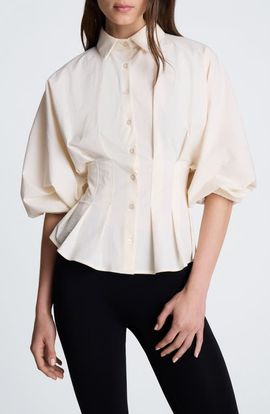 Kenneth Cole Kenneth Cole Pleated Button Front Shirt with Balloon Sleeves