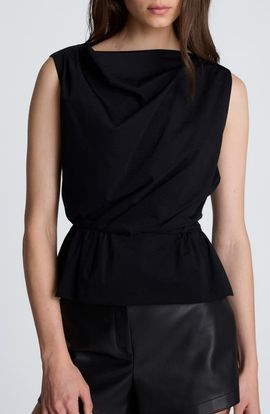 Kenneth Cole Kenneth Cole Pleated Cowl Neck Peplum Top
