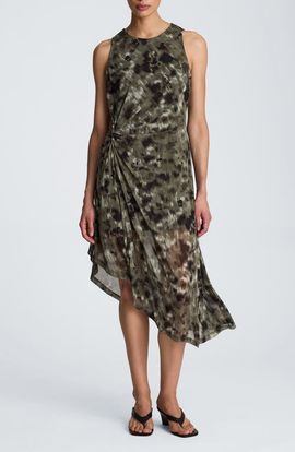 Kenneth Cole Kenneth Cole Print Sleeveless Asymmetric Midi Dress