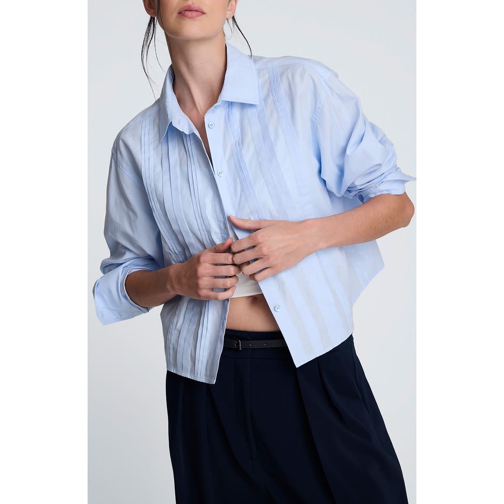 Kenneth Cole Kenneth Cole Stripe Crop Tuxedo Button-Up Shirt