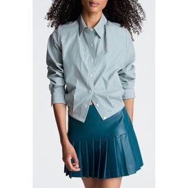 Kenneth Cole Kenneth Cole Striped Cropped Cotton Button Down Shirt