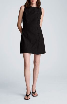 Kenneth Cole Kenneth Cole Texture Button Front Sleeveless Sheath Dress