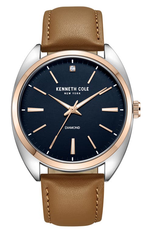Kenneth Cole Kenneth Cole Three Hand Quartz Leather Strap Watch, 45mm