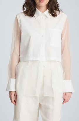 Kenneth Cole Kenneth Cole Tie Back Cotton Blend Button-Up Shirt