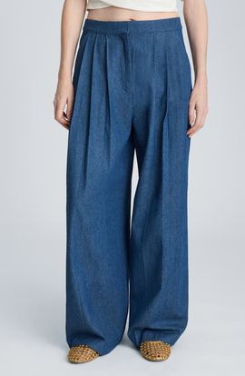 Kenneth Cole Kenneth Cole Triple Pleat Wide Leg Cotton Pants