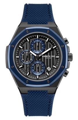 Kenneth Cole New York Kenneth Cole New York Benson Open Heart Blue Dial Automatic Bracelet Watch, 43mm