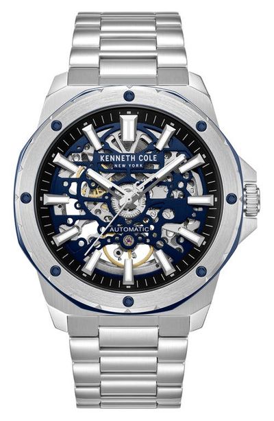 Kenneth Cole New York Kenneth Cole New York The Hollis Skeleton Automatic Bracelet Watch, 45mm