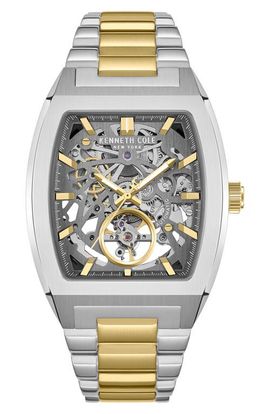 Kenneth Cole New York Kenneth Cole New York The Hollis Tonneau Skeleton Automatic Bracelet Watch, 40mm x 52.5mm