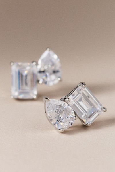 Kenneth Jay Lane Emerald & Pear Toi et Moi Stud Earrings