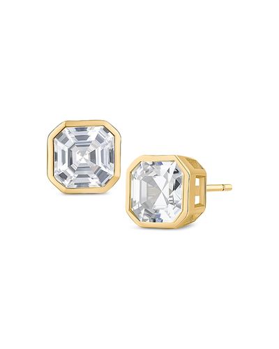 Kenneth Jay Lane Kenneth Jay Lane Asscher Cut Cubic Zirconia Bezel Stud Earrings