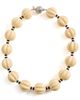 Kenneth Jay Lane Kenneth Jay Lane Carved Ivory Bead Pave Clasp Necklace Rhodium/Black One - 1