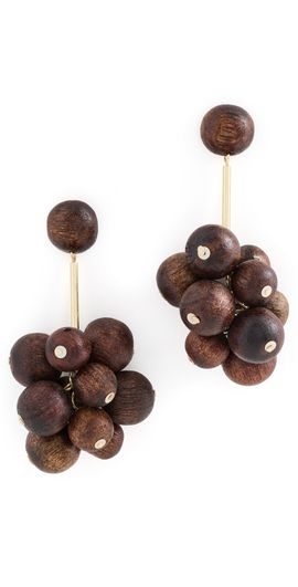 Kenneth Jay Lane Kenneth Jay Lane Cluster Ball Drop Earrings Gold/Brownwood One