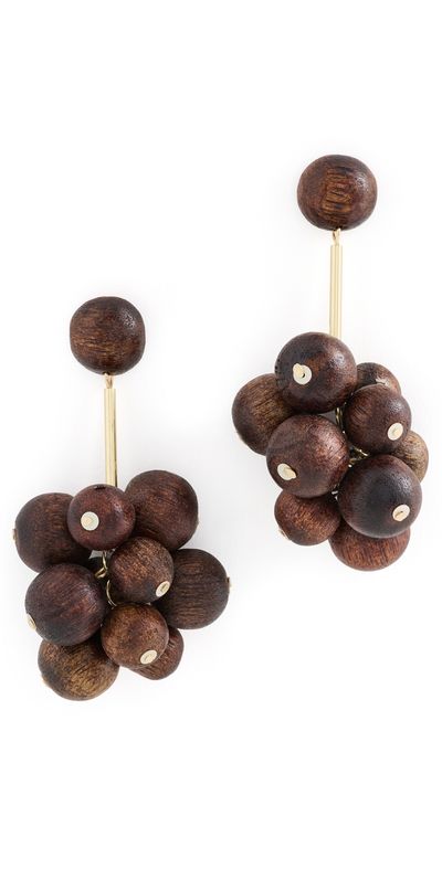 Kenneth Jay Lane Kenneth Jay Lane Cluster Ball Drop Earrings Gold/Brownwood One