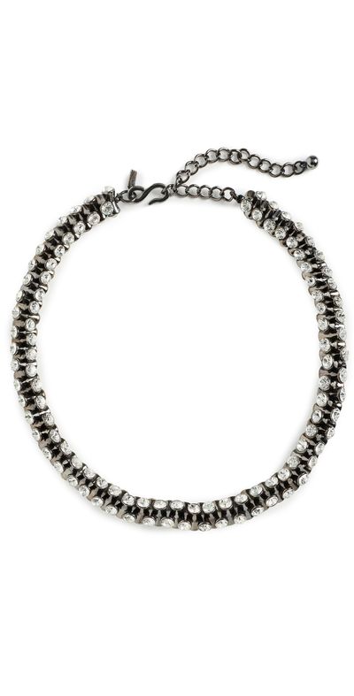 Kenneth Jay Lane Kenneth Jay Lane Crystal Hour Glass Necklace Gold/Silver One