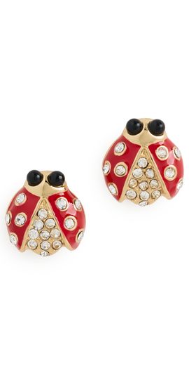 Kenneth Jay Lane Kenneth Jay Lane Crystal Ladybug Back Ball Earring Red One