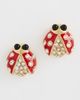 Kenneth Jay Lane Kenneth Jay Lane Crystal Ladybug Back Ball Earring Red One - 2