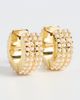 Kenneth Jay Lane Kenneth Jay Lane Gold/ Pearl Pave Huggie Hoop Pearl One - 2