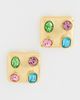 Kenneth Jay Lane Kenneth Jay Lane Multi Pastel Stones Square Earrings Multi Pastel One - 2