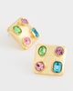 Kenneth Jay Lane Kenneth Jay Lane Multi Pastel Stones Square Earrings Multi Pastel One - 4