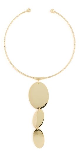 Kenneth Jay Lane Kenneth Jay Lane Oval Texture Drop Pendant Necklace Gold One