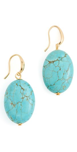 Kenneth Jay Lane Kenneth Jay Lane Oval Turquoise Bead-On Fishhook Earrings Turquoise One