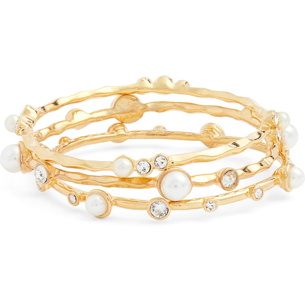 Kenneth Jay Lane Kenneth Jay Lane Set of 3 Crystal & Faux Pearl Bangles