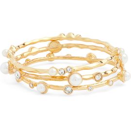 Kenneth Jay Lane Kenneth Jay Lane Set of 3 Crystal & Faux Pearl Bangles