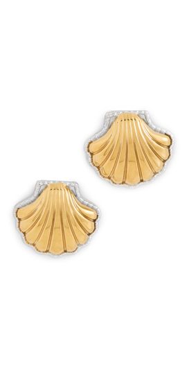Kenneth Jay Lane Kenneth Jay Lane Shell Pierced Earrings Gold/Silver One
