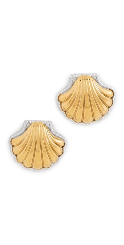 Kenneth Jay Lane Kenneth Jay Lane Shell Pierced Earrings Gold/Silver One