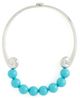 Kenneth Jay Lane Kenneth Jay Lane Silver Bib Hook Clasp Necklace Turquoise One - 1