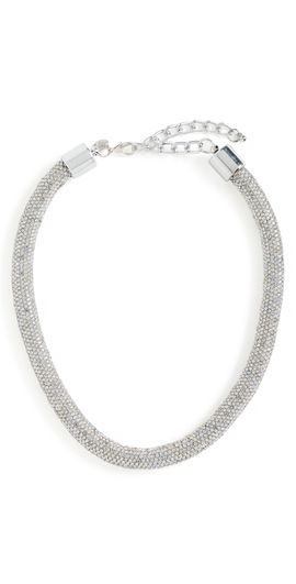 Kenneth Jay Lane Kenneth Jay Lane Silver Crystal Tube Necklace Silver Crystal One