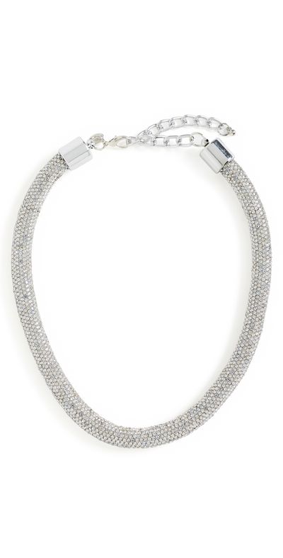 Kenneth Jay Lane Kenneth Jay Lane Silver Crystal Tube Necklace Silver Crystal One